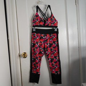 MULTICOLOR Capri Length pants sports bra SIZE S